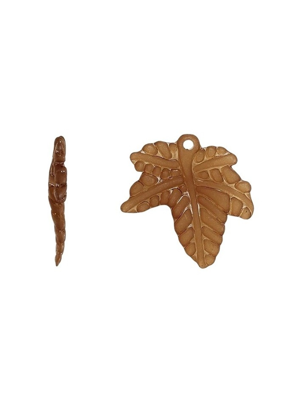 10 Brown Frosted Acrylic Textured Leaf Charms Small Pendants 20x20mm